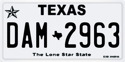 TX license plate DAM2963