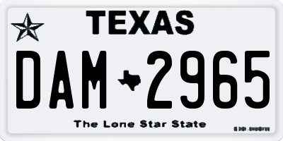 TX license plate DAM2965