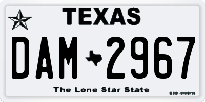TX license plate DAM2967