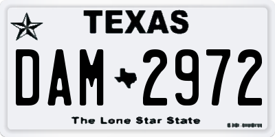 TX license plate DAM2972