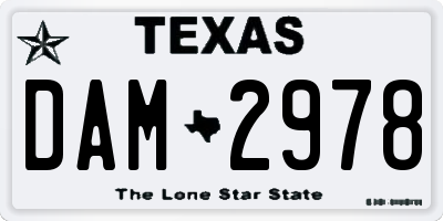 TX license plate DAM2978