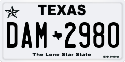 TX license plate DAM2980