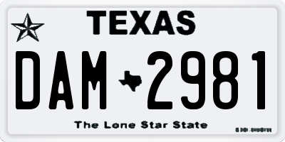 TX license plate DAM2981