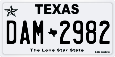TX license plate DAM2982
