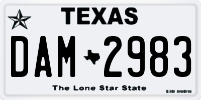 TX license plate DAM2983