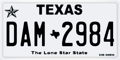 TX license plate DAM2984