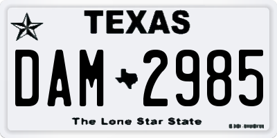 TX license plate DAM2985