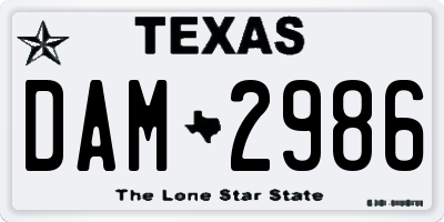 TX license plate DAM2986
