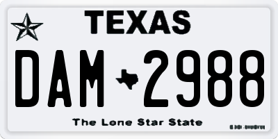 TX license plate DAM2988