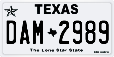 TX license plate DAM2989