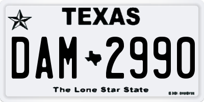 TX license plate DAM2990