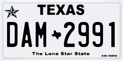 TX license plate DAM2991