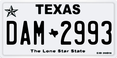 TX license plate DAM2993