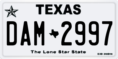 TX license plate DAM2997