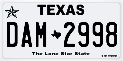 TX license plate DAM2998