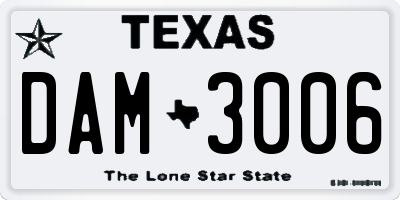 TX license plate DAM3006
