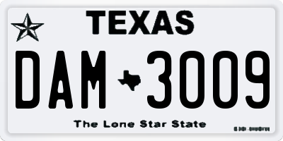 TX license plate DAM3009