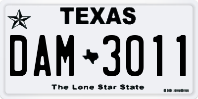 TX license plate DAM3011