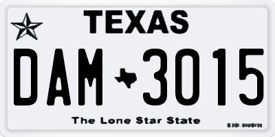 TX license plate DAM3015
