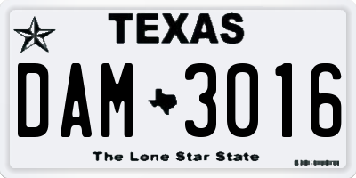 TX license plate DAM3016