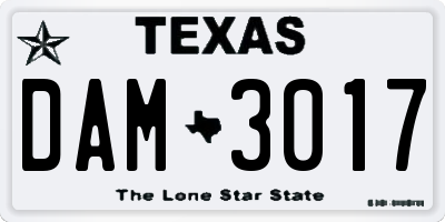 TX license plate DAM3017