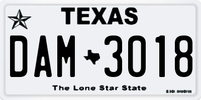 TX license plate DAM3018