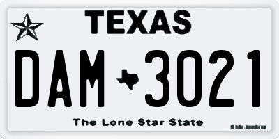 TX license plate DAM3021