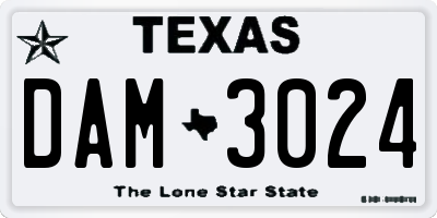 TX license plate DAM3024