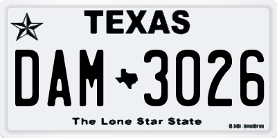 TX license plate DAM3026