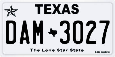 TX license plate DAM3027