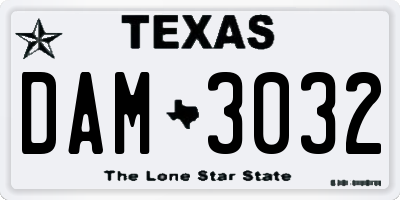 TX license plate DAM3032
