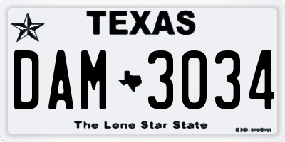 TX license plate DAM3034