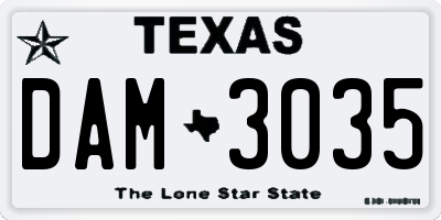 TX license plate DAM3035