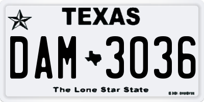 TX license plate DAM3036