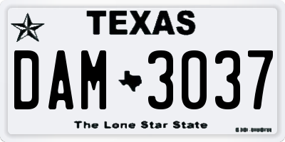 TX license plate DAM3037