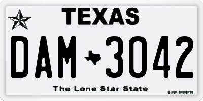 TX license plate DAM3042