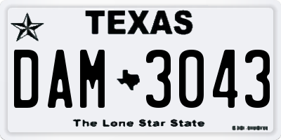 TX license plate DAM3043