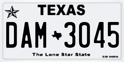 TX license plate DAM3045