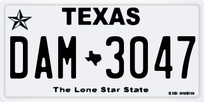 TX license plate DAM3047