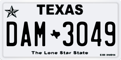 TX license plate DAM3049
