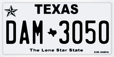 TX license plate DAM3050
