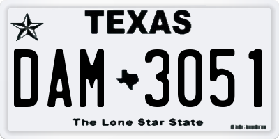 TX license plate DAM3051