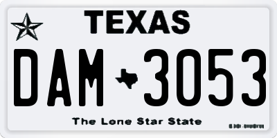 TX license plate DAM3053