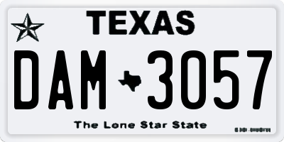 TX license plate DAM3057