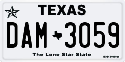 TX license plate DAM3059