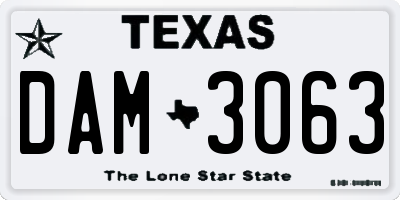 TX license plate DAM3063