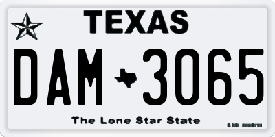 TX license plate DAM3065