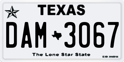 TX license plate DAM3067