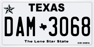 TX license plate DAM3068