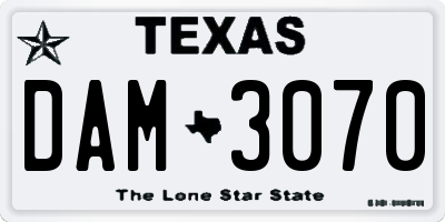TX license plate DAM3070